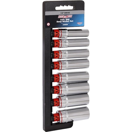 Channellock Standard 1/2 In. Drive 6-Point Deep Socket Set 8-Piece 346829